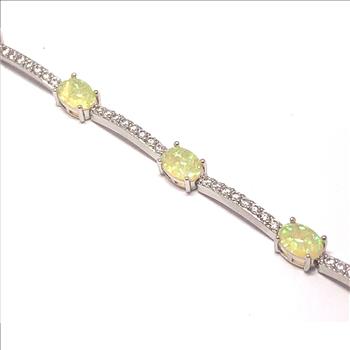 9.00ctw  Opal & Diamonique Diamond  Tennis Bracelet