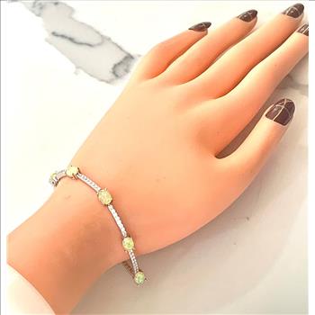 9.00ctw  Opal & Diamonique Diamond  Tennis Bracelet