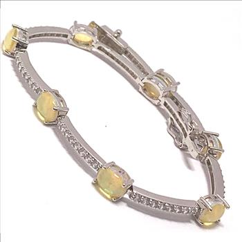 9.00ctw  Opal & Diamonique Diamond  Tennis Bracelet