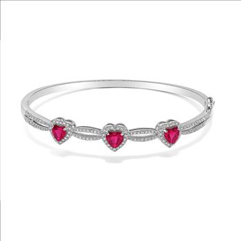 9.00ctw Ruby & Diamonique Diamond Bangle Bracelet in 18K Gold Overlay – Designer Inspired