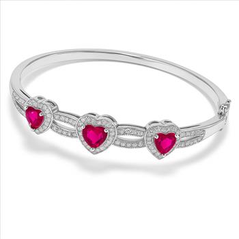9.00ctw Ruby & Diamonique Diamond Bangle Bracelet in 18K Gold Overlay – Designer Inspired