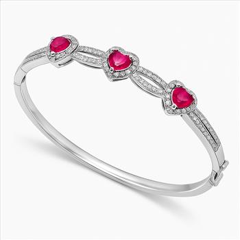 9.00ctw Ruby & Diamonique Diamond Bangle Bracelet in 18K Gold Overlay – Designer Inspired