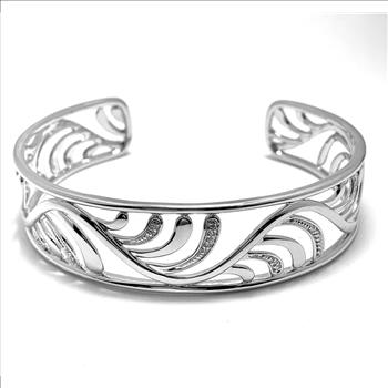 .925 Sterling Silver 0.25ctw Diamonique Diamond Large Bangle Bracelet
