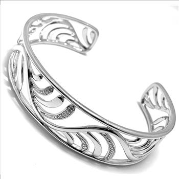 .925 Sterling Silver 0.25ctw Diamonique Diamond Large Bangle Bracelet