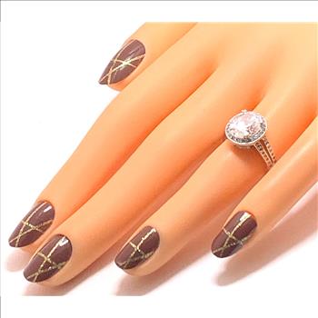 925 Sterling Silver & 14k Gold 6.50ctw  Diamonique Diamond Modern Design Large Engagement  Ring