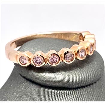 925 Sterling Silver & 14k Rose Gold Ovr 1.00ctw Pink Diamonique Diamond  Anniversary Wedding Ring / Band