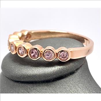 925 Sterling Silver & 14k Rose Gold Ovr 1.00ctw Pink Diamonique Diamond  Anniversary Wedding Ring / Band