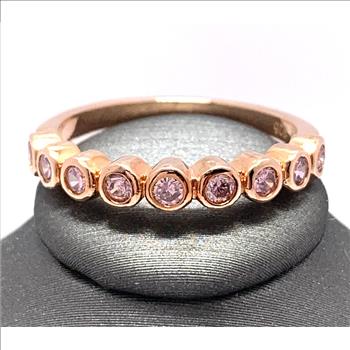 925 Sterling Silver & 14k Rose Gold Ovr 1.00ctw Pink Diamonique Diamond  Anniversary Wedding Ring / Band