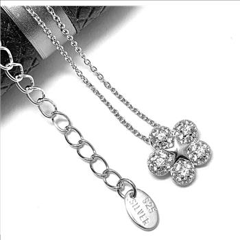 .925 Sterling Silver & 14k White Gold 0.20ctw Diamonique Diamonds Necklace