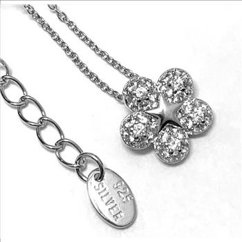 .925 Sterling Silver & 14k White Gold 0.20ctw Diamonique Diamonds Necklace