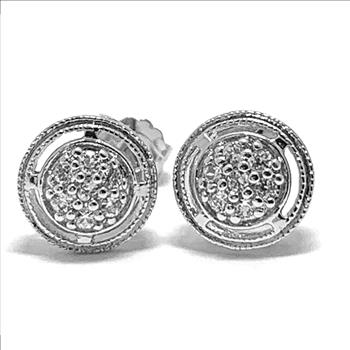 .925 Sterling Silver & 14k White Gold 0.25 ctw  Diamonique Diamonds  Stud Earrings