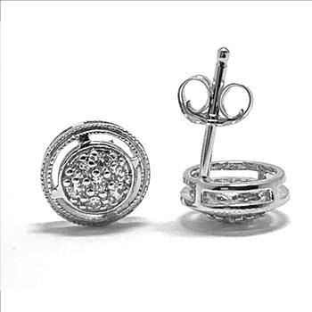 .925 Sterling Silver & 14k White Gold 0.25 ctw  Diamonique Diamonds  Stud Earrings