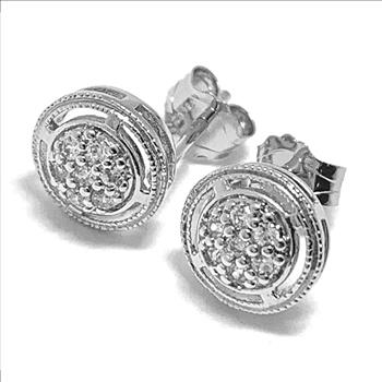 .925 Sterling Silver & 14k White Gold 0.25 ctw  Diamonique Diamonds  Stud Earrings