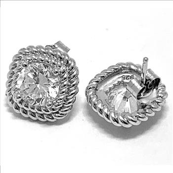 .925 Sterling Silver & 14k White Gold 2.00ctw Diamonique Diamond Stud Earrings