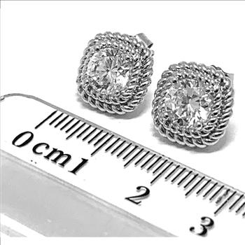.925 Sterling Silver & 14k White Gold 2.00ctw Diamonique Diamond Stud Earrings