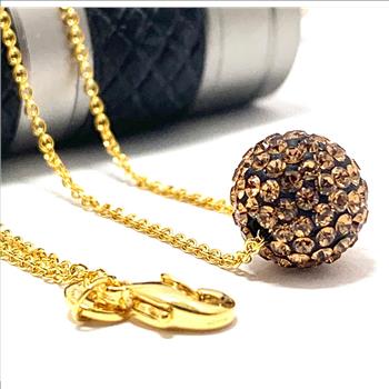 .925 Sterling Silver & 14k Yellow Gold  1.00ctw Cognac Topaz Necklace