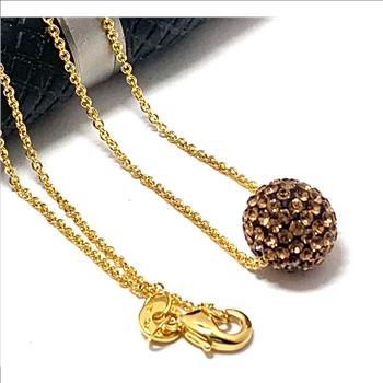 .925 Sterling Silver & 14k Yellow Gold  1.00ctw Cognac Topaz Necklace