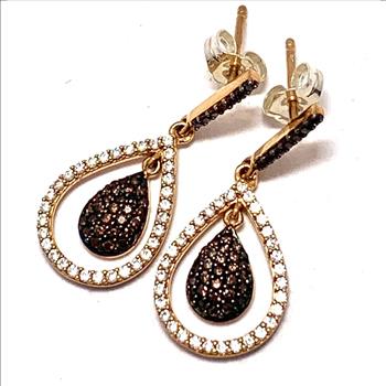 .925 Sterling Silver & 18k Rose Gold Chocolate Collection Earrings