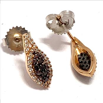 .925 Sterling Silver & 18k Rose Gold Chocolate Collection Earrings