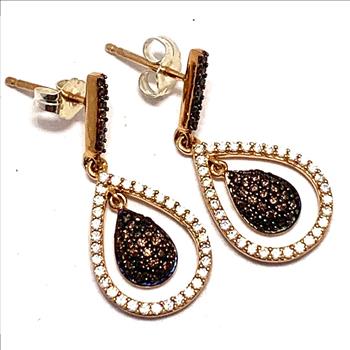 .925 Sterling Silver & 18k Rose Gold Chocolate Collection Earrings