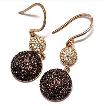 .925 Sterling Silver & 18k Rose Gold Chocolate Collection Earrings