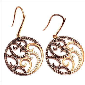 .925 Sterling Silver & 18k Rose Gold  Diamonique Diamond Earrings