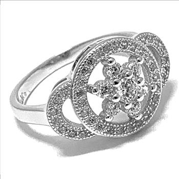 .925 Sterling Silver & 18k White Gold 0.75ctw Diamonique Diamond Ring