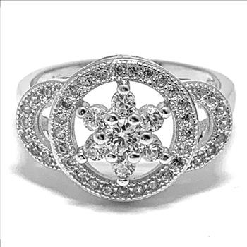 .925 Sterling Silver & 18k White Gold 0.75ctw Diamonique Diamond Ring
