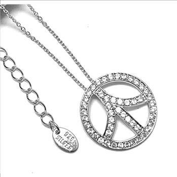 .925 Sterling Silver & 18k White Gold 1.00ctw Diamonique Diamond Necklace