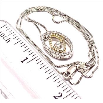 .925 Sterling Silver & 18k White Gold 1.00ctw Diamonique Diamond Necklace
