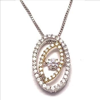 .925 Sterling Silver & 18k White Gold 1.00ctw Diamonique Diamond Necklace