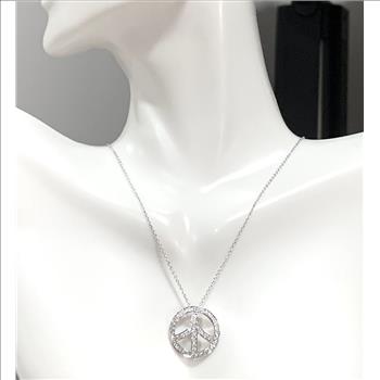 .925 Sterling Silver & 18k White Gold 1.00ctw Diamonique Diamond Necklace