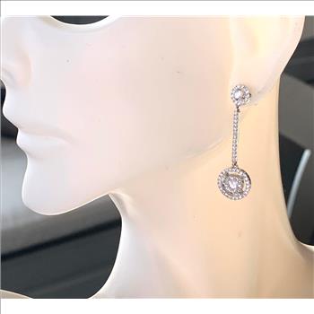 .925 Sterling Silver & 18k White Gold 1.50ctw Diamonique Diamond Earrings