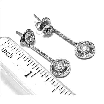 .925 Sterling Silver & 18k White Gold 1.50ctw Diamonique Diamond Earrings