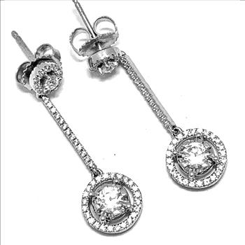 .925 Sterling Silver & 18k White Gold 1.50ctw Diamonique Diamond Earrings