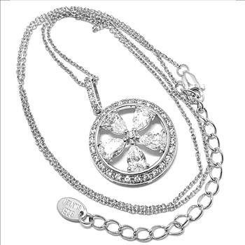 .925 Sterling Silver & 18k White Gold 5.75ctw Diamonique Diamond Necklace