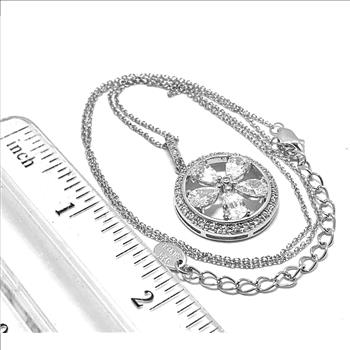 .925 Sterling Silver & 18k White Gold 5.75ctw Diamonique Diamond Necklace