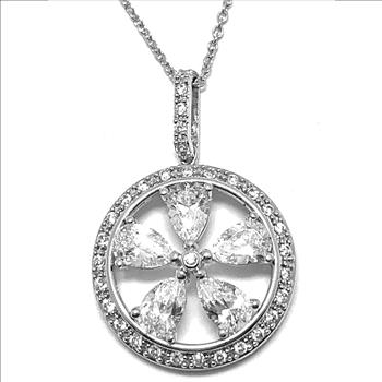.925 Sterling Silver & 18k White Gold 5.75ctw Diamonique Diamond Necklace