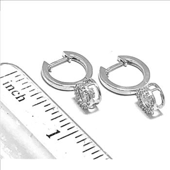 .925 Sterling Silver & 18k White Gold Dancing Diamond Design Earrings