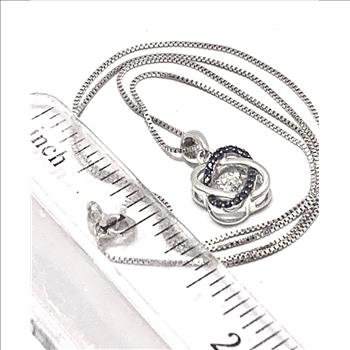 .925 Sterling Silver 18k White Gold Dancing Diamond Design Necklace