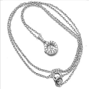 .925 Sterling Silver 18k White Gold Dancing Diamond Design Necklace