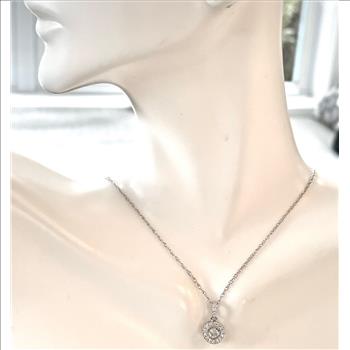 .925 Sterling Silver 18k White Gold Dancing Diamond Design Necklace
