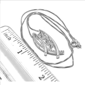 .925 Sterling Silver 18k White Gold Dancing Diamond Design Necklace