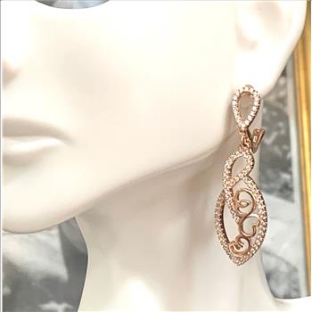 .925 Sterling Silver & 18k Yellow Gold 1.50ctw Diamonique Diamond Dangle Earrings