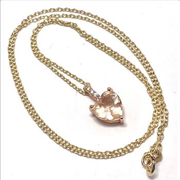 .925 Sterling Silver & 18k Yellow Gold Golden Topaz Heart Necklace