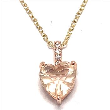 .925 Sterling Silver & 18k Yellow Gold Golden Topaz Heart Necklace