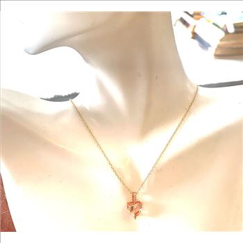 .925 Sterling Silver & 18k Yellow Gold Golden Topaz Heart Necklace