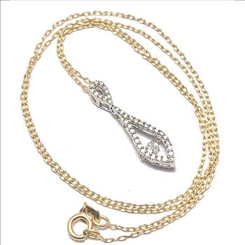 .925 Sterling Silver 18k Yellow & White Gold Dancing Diamond Design Necklace
