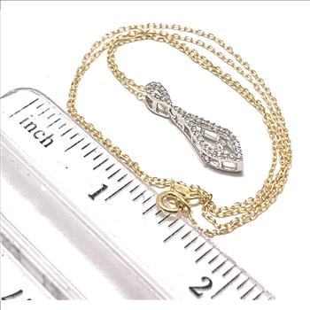 .925 Sterling Silver 18k Yellow & White Gold Dancing Diamond Design Necklace