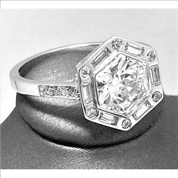 .925 Sterling Silver 5.50 ctw Diamonique Diamonds Engagement Ring